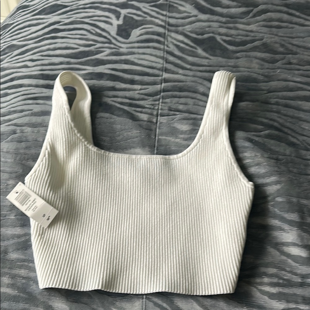 White Ribbed Women's Top